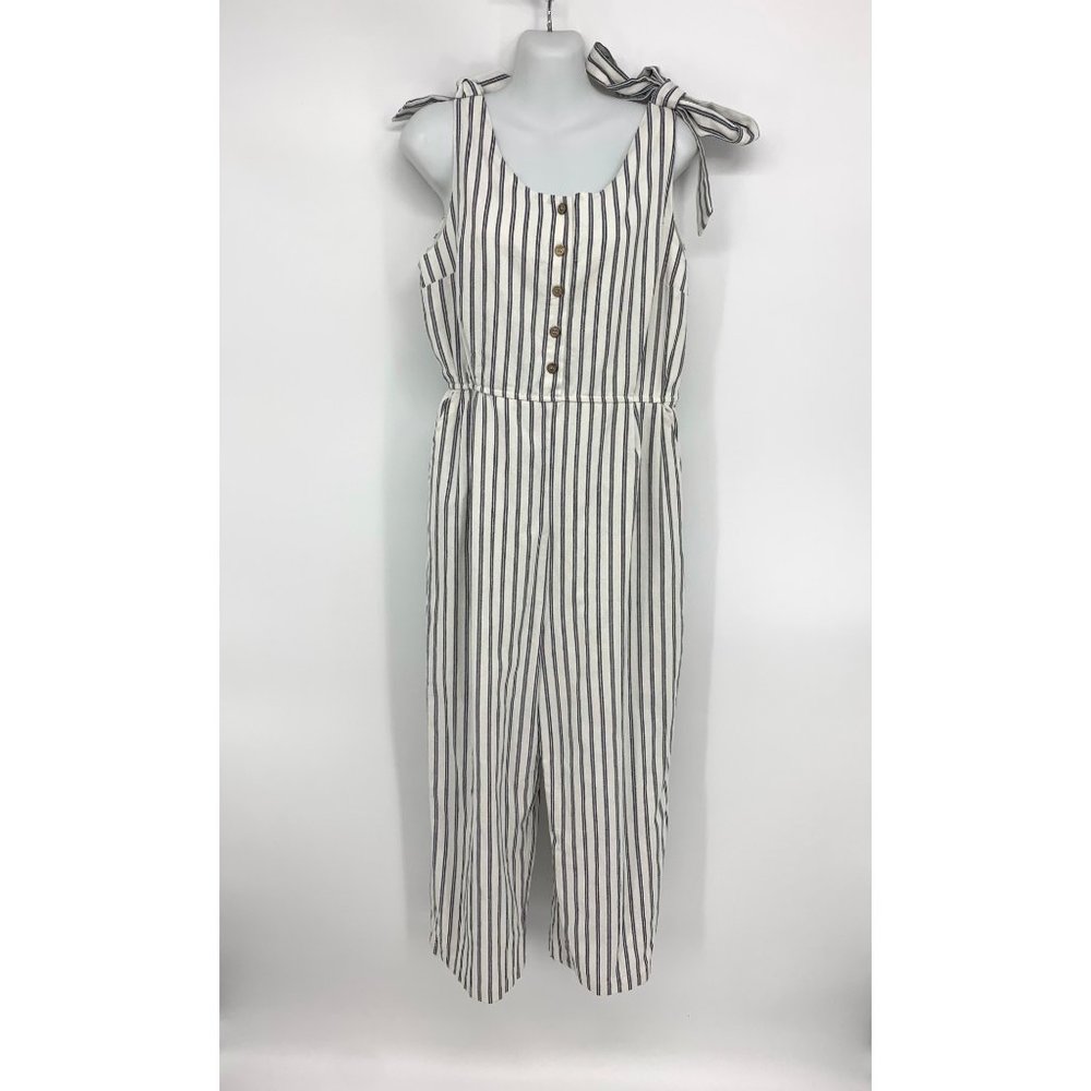 Mod Ref sleeveless linen cropped striped jumper romper NEW WITH TAGS